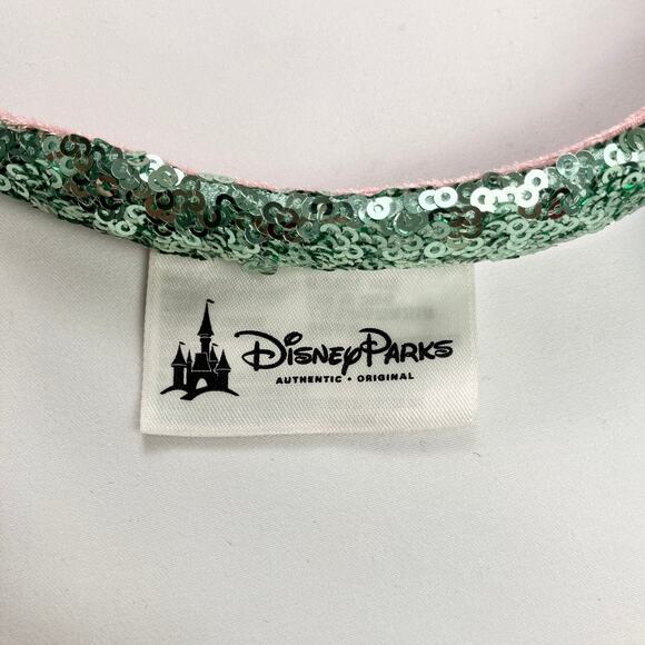 Disney Parks Sugar Rush Bow Green Sequin and Pink Glitter Minnie Ears Headband - Picture 3 of 5